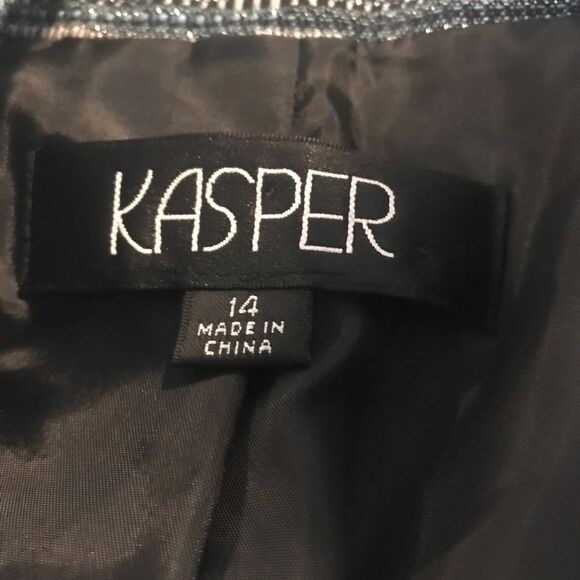 Kasper Blazer Women's Size 14 Blue/Black  Metallic Long Sleeve 3-Button Closure - Picture 7 of 9